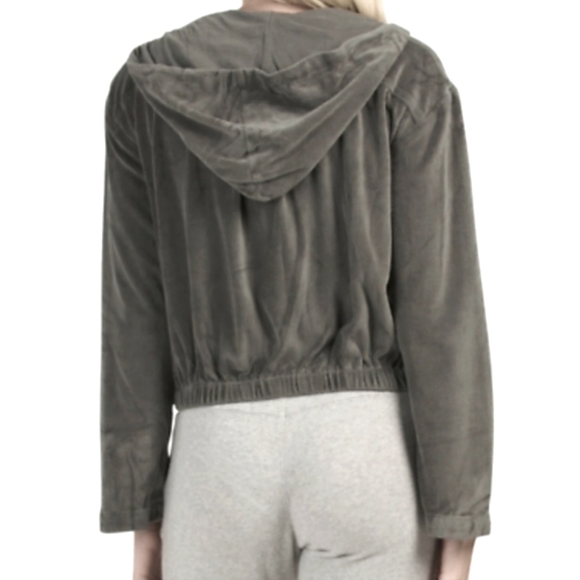 *Young, Fabulous and Broke gray velour cropped hoodie, full zip, size Sma… - Picture 4 of 11